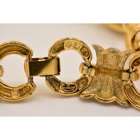 Givenchy Vintage Collar Necklace Brushed Gold Textured Chunky Signed 1980s 9A - Picture 11 of 12
